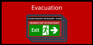 Ikon med teksten - Evacuation