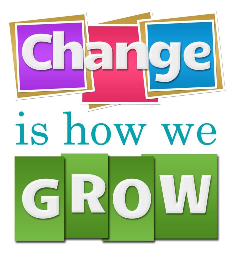 Illustration med teksten - change is how we grow
