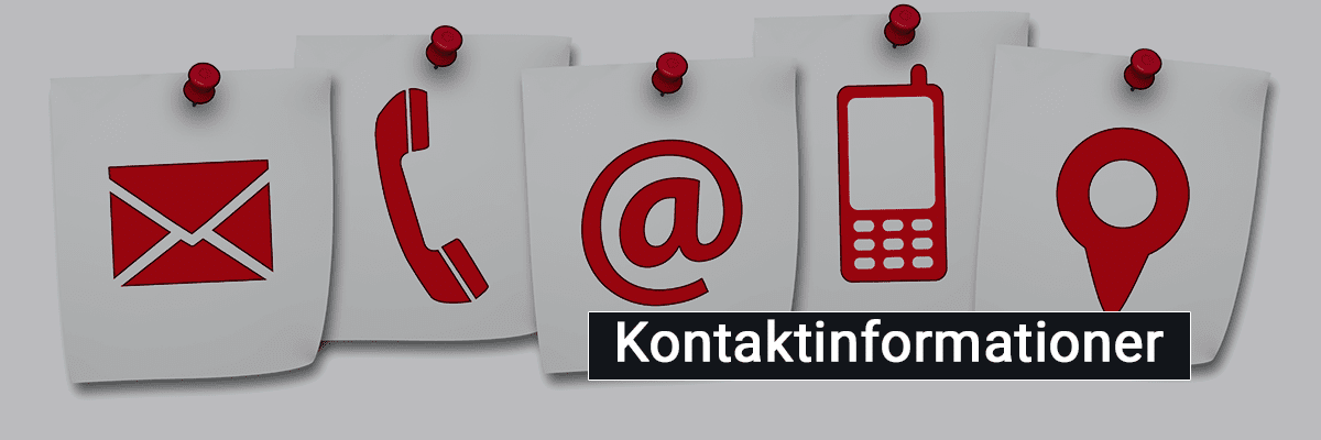 Banner med teksten - Kontaktinformationer